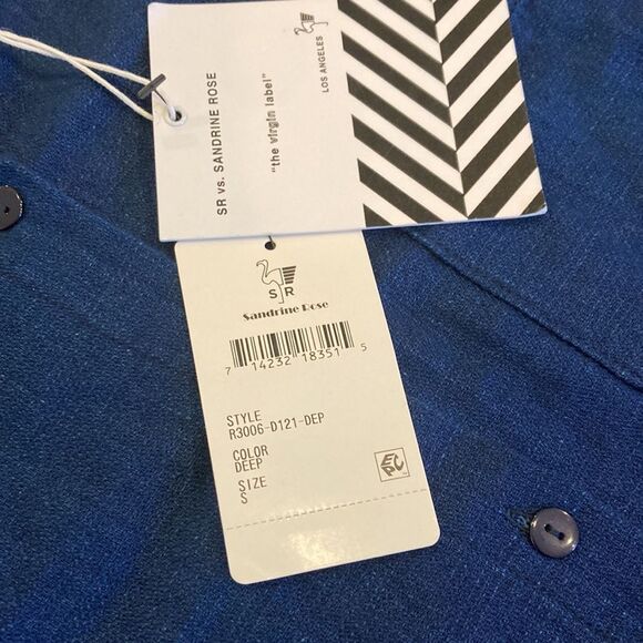 NEW Free People x Sandrine Rose Dark wash denim
Raw edge mandarin collar Shirt S - Picture 9 of 9